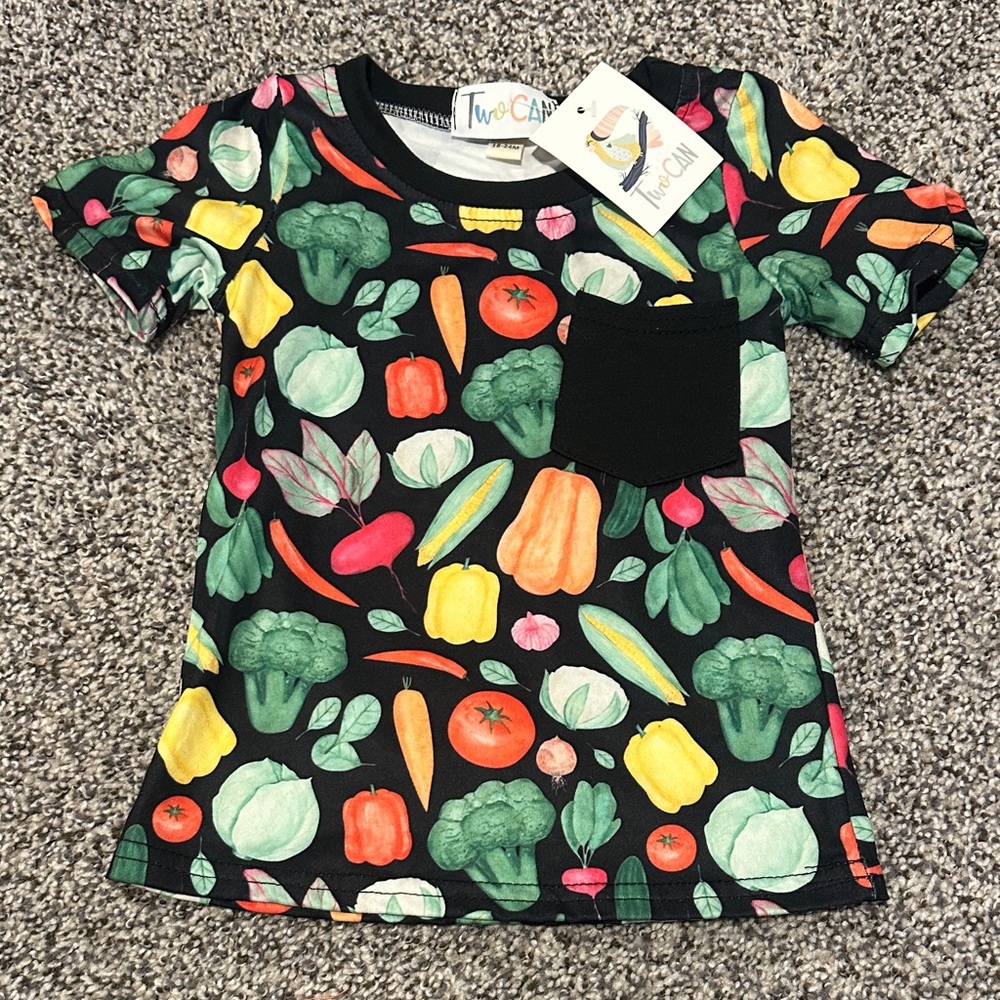 Kids Colorful Veggie Print Tee